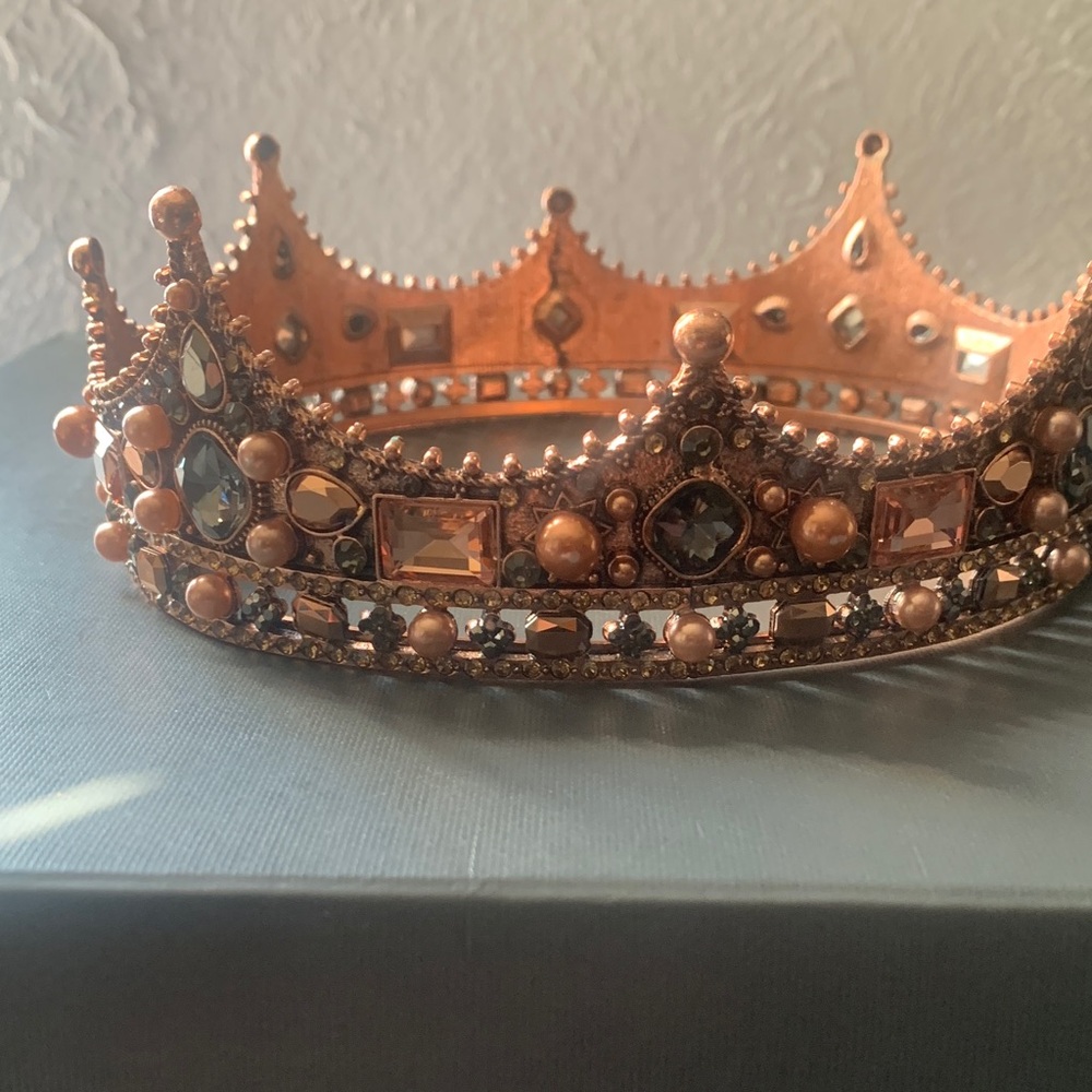 Embellished Copper-Tone Jeweled Crown